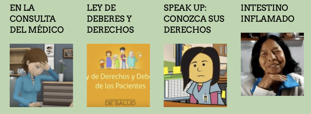 Screenshots of videos for Medical Spanish